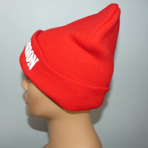 True Religion Red Knit Cap Watchman Beanie - Picture 6 of 8